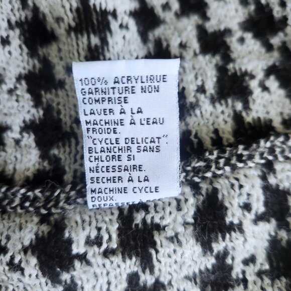 Alia Cardigan Sweater Womens XL Black and White Houndstooth Full Zip - Picture 8 of 8
